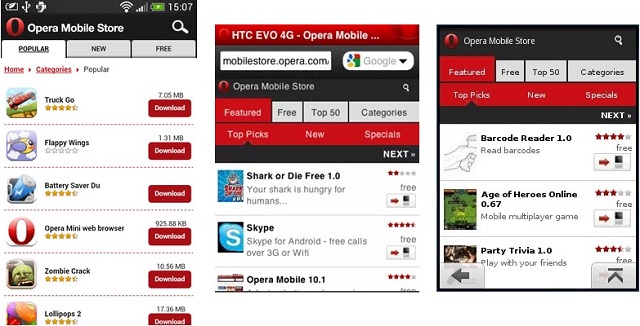 Рис. №6. Opera Mobile Store на телефоне 