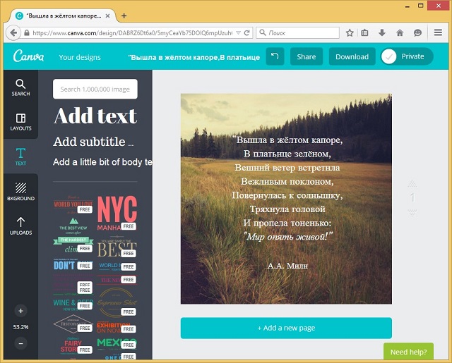 Рис. №1. Редактор Canva