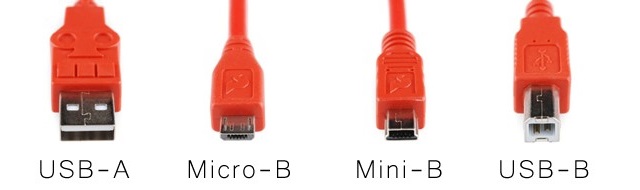 Рис. №1. Четыре вида кабелей USB
