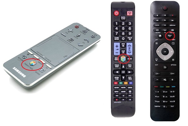 Рис. №4. Примеры кнопок Smart TV на пультах от телевизоров
