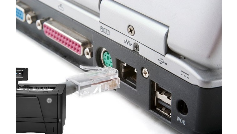 Подключение принтера с помощью сетевого кабеля – наиболее популярный метод