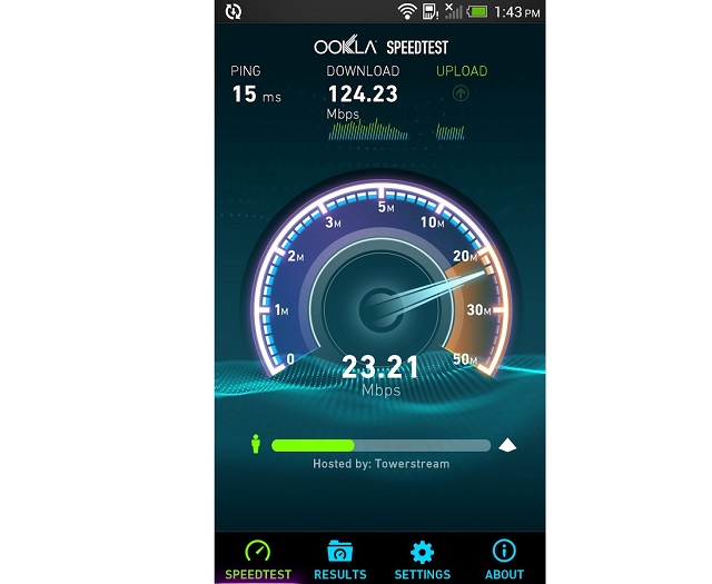 Проверка скорости интернета в приложении Speedtest.net