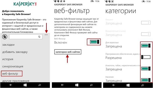 Рис. №9. Настройка Kaspersky Safe Browser