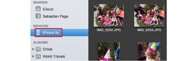 Рис. №4. Выбор своего устройства в программе iPhoto