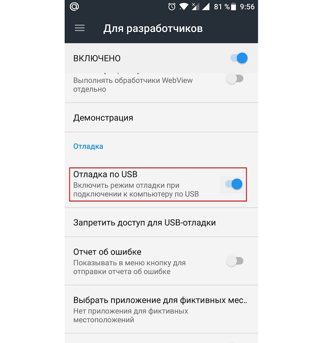Окно «Для разработчиков»