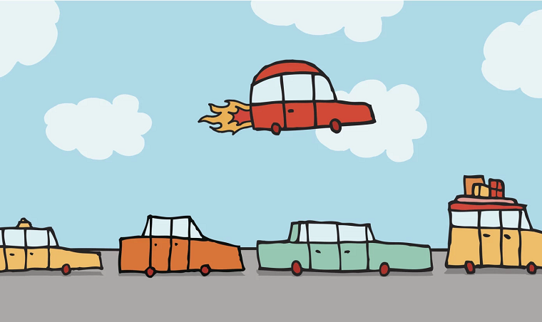 иллюстрация на тему летающих и наземных авто