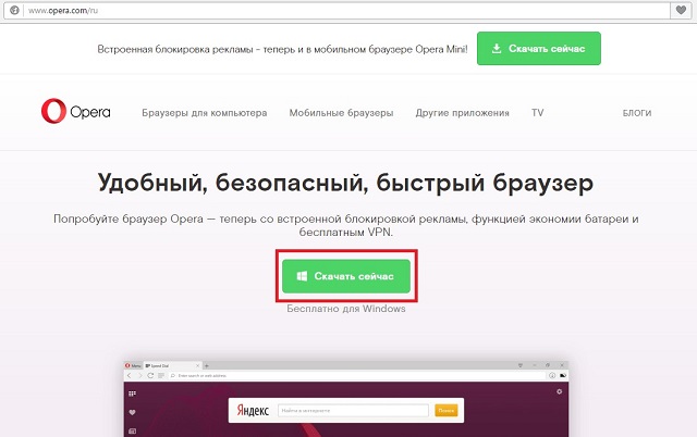 Рис. №4. Официальный сайт Opera