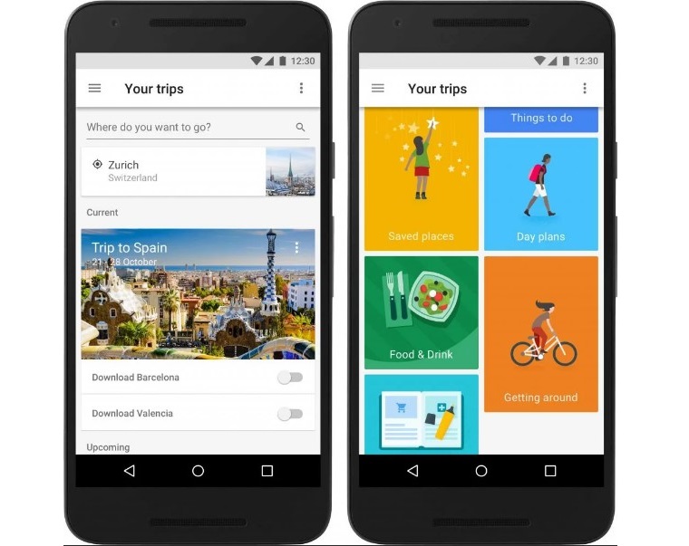 Планирование путешествий в программе Google Trips
