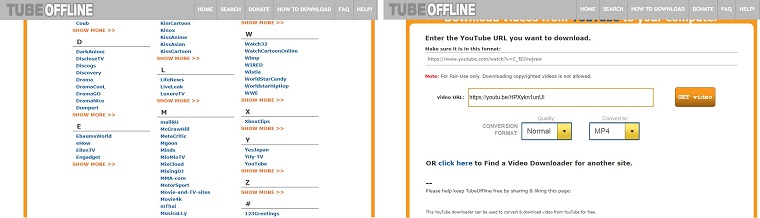 Использование сервиса TubeOffline