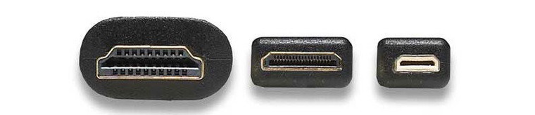 Изображение HDMI коннекторов (Type-A, Type-C и Type-D)