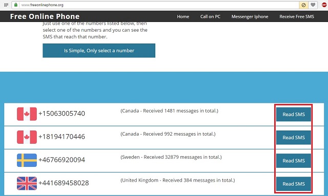 Рис. №4. Использование сервиса freeonlinephone.org